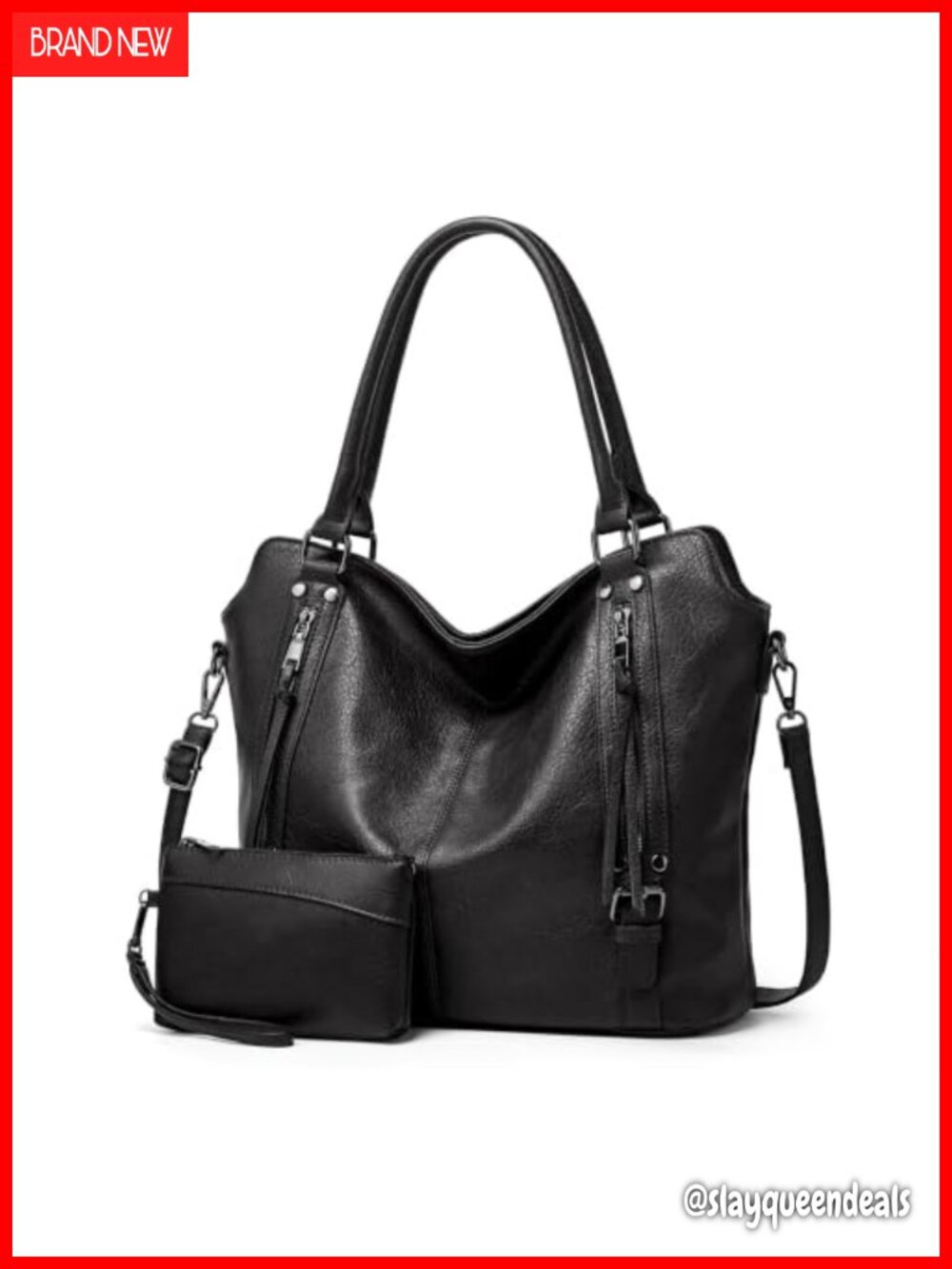 Large PU Leather Hobo Tote Handbag for Women, Laptop Shoulder Bag with Coin